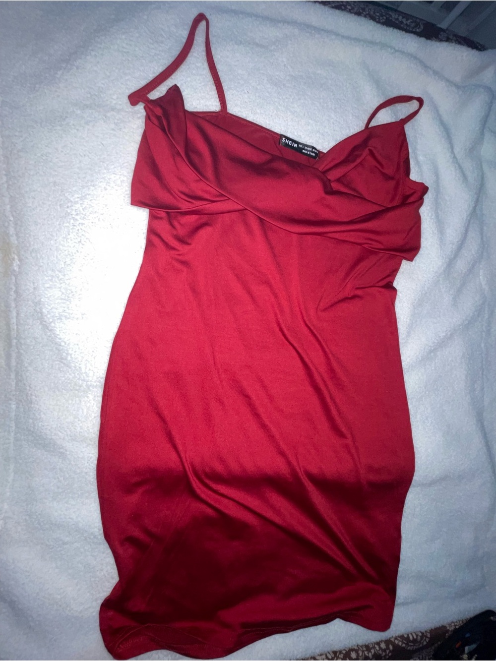 SHEIN Red Spaghetti Strap Mini Bodycon Dress